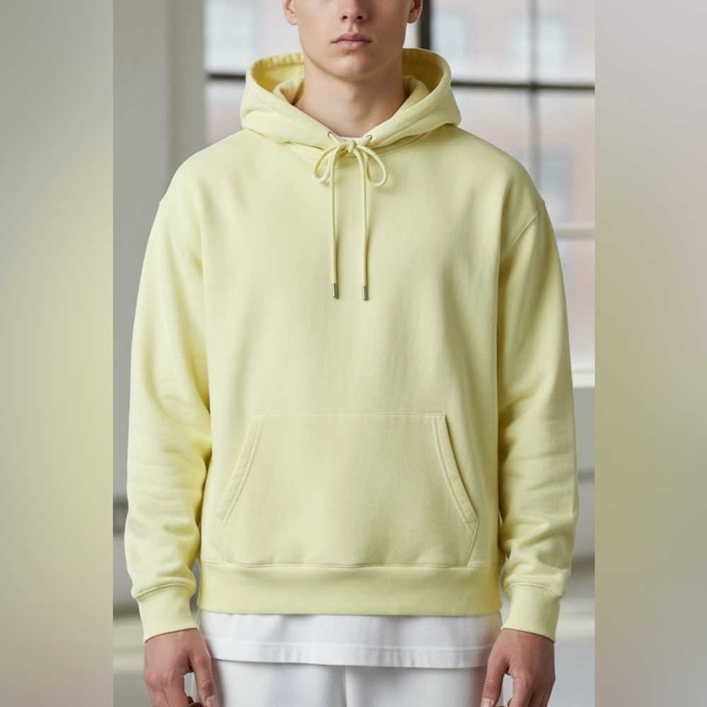 John Elliott‎ men’s Exposure Hoodie Solar sun-faded yellow cotton made USA small